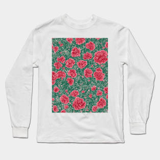 Refined Carnation Elegance Pattern Long Sleeve T-Shirt